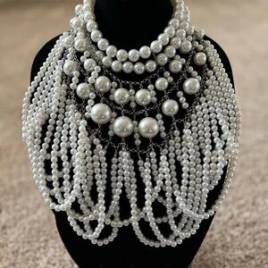 White Pearl Multi-Strand Necklace
